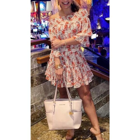 Misa Darla Poppy Floral Mini Dress Large Red Ruffle Romantic Feminine Coquette - Picture 12 of 16